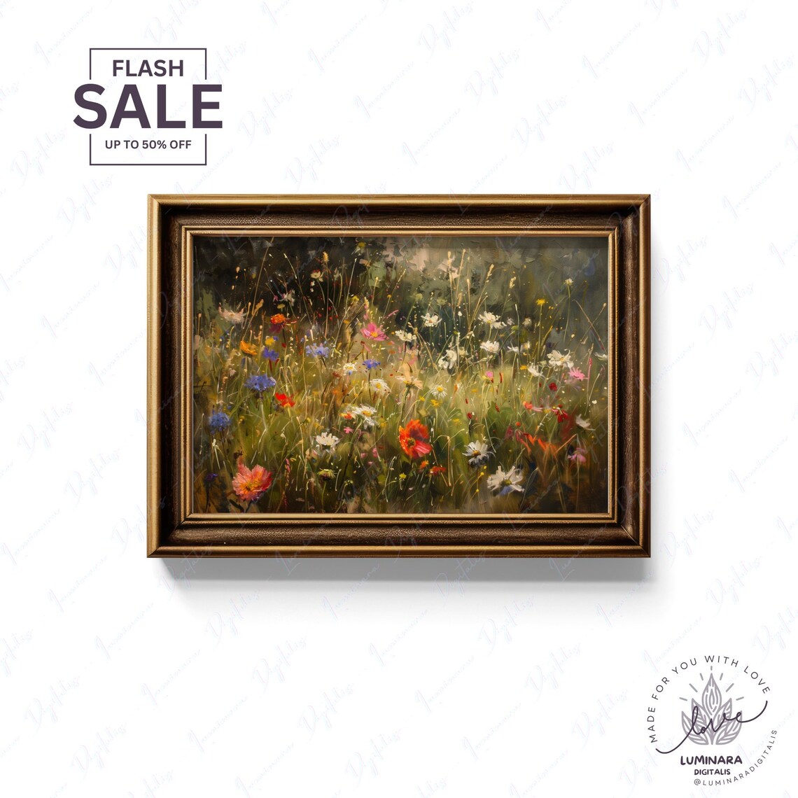 Dense Summer Wildflower Meadow Bursting With Colorful Blooms Print - Image 2