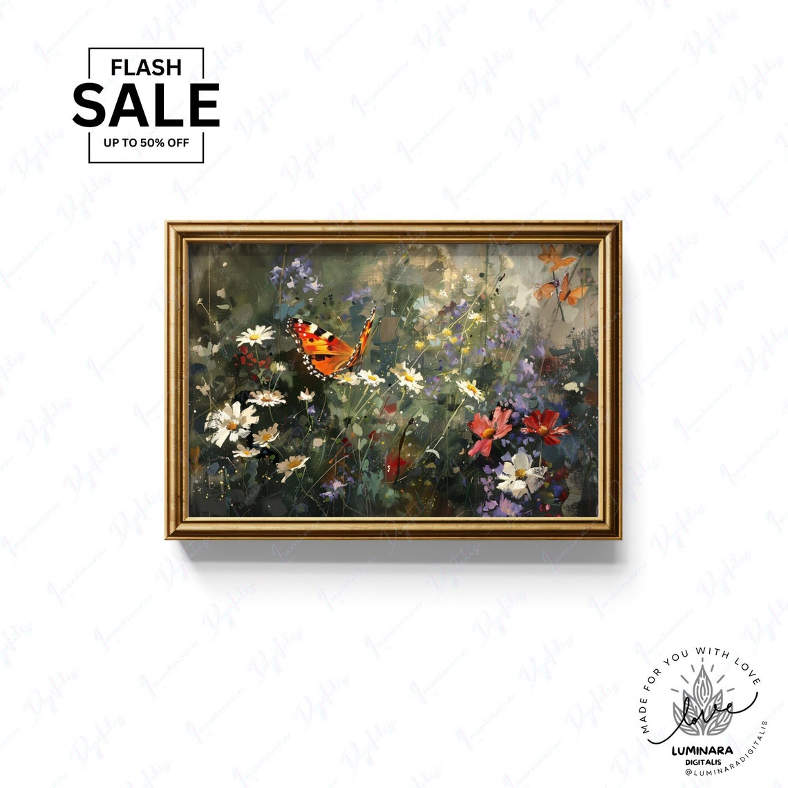 Wall Art Vibrant Meadow Butterfly Art Impressionist 130 Image Wall Decor For Homeoffice - Image 3