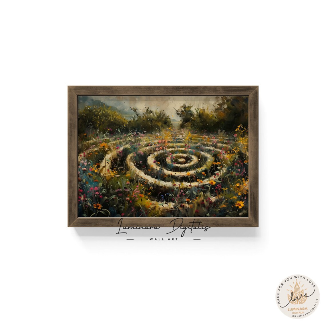 Wildflower Garden Spiral Pathway Stone Labyrinth Dreamy Art Poster - Image 6