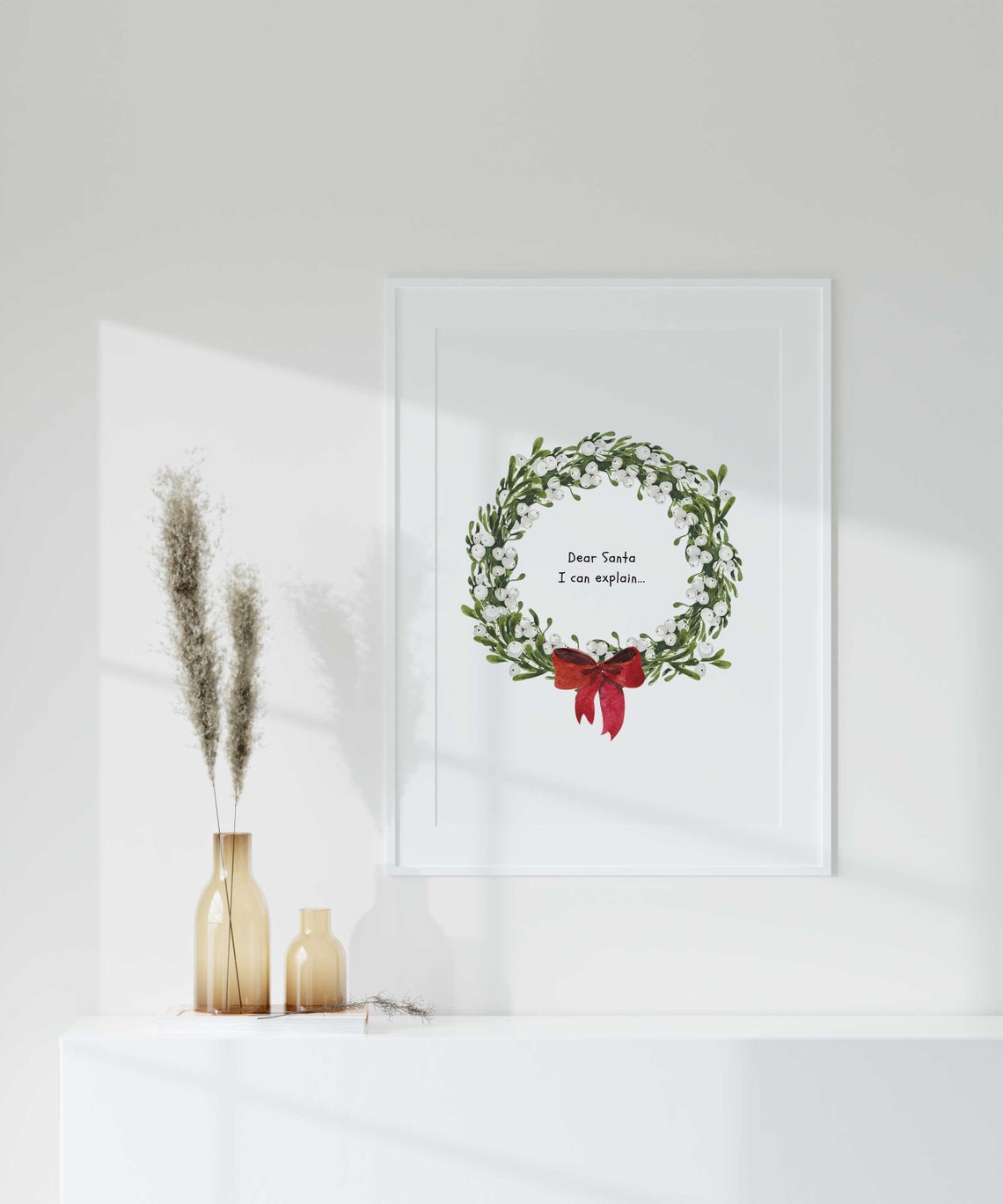 Dear Santa I Can Explain Funny Wreath Christmas Quote Poster - Image 2