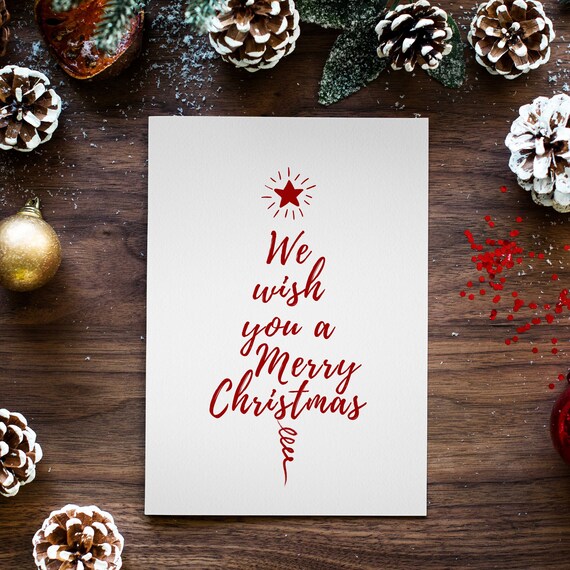 We Wish You A Merry Christmas Red Calligraphy Holiday Decor Poster
