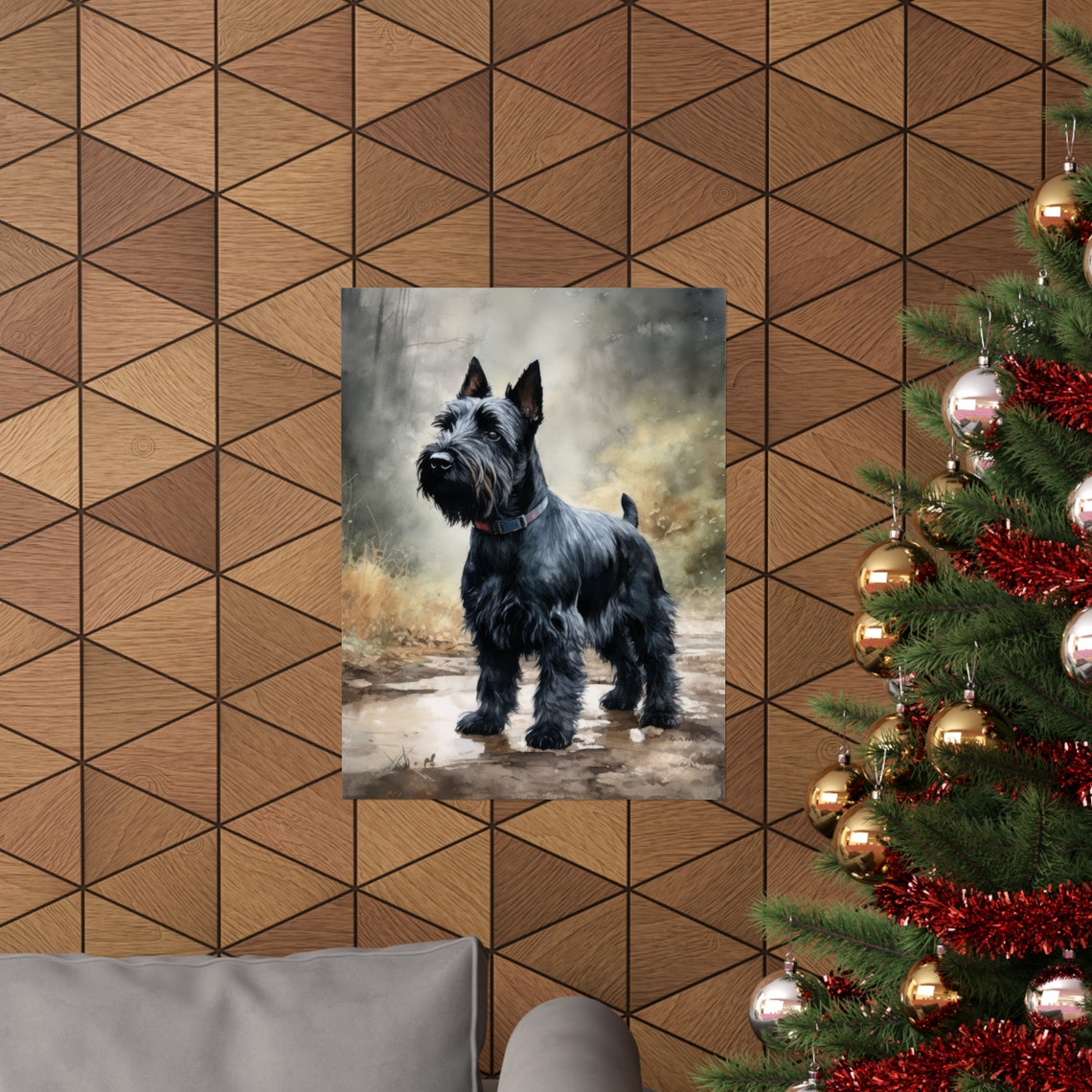 Scottish Terrier Black Misty Path Watercolor Portrait Breed Poster - Image 3