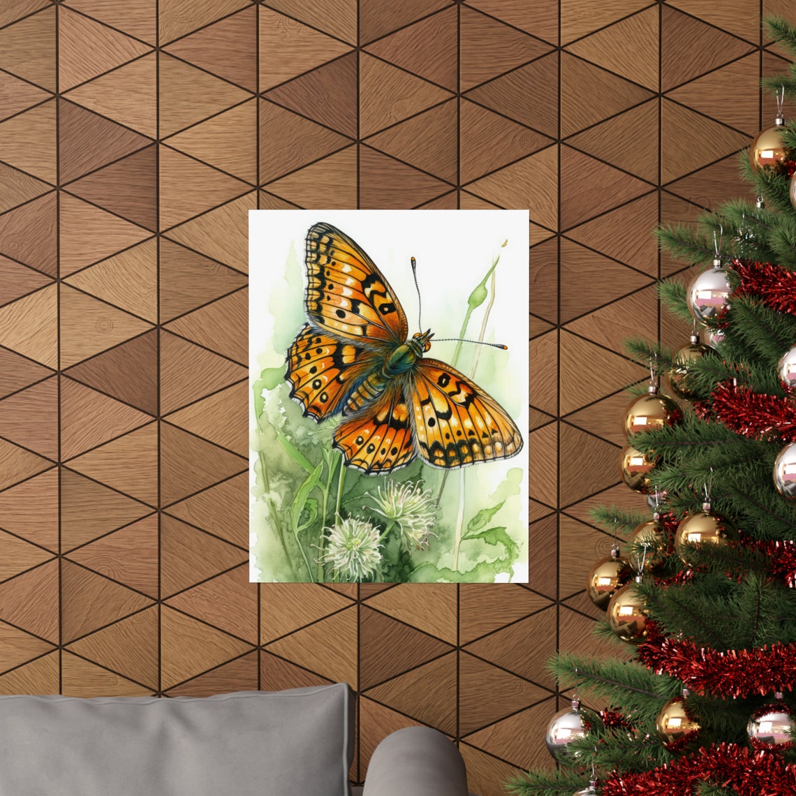 Fritillary Butterfly Orange Black Spotted Meadow Watercolor Wall Art - Image 3