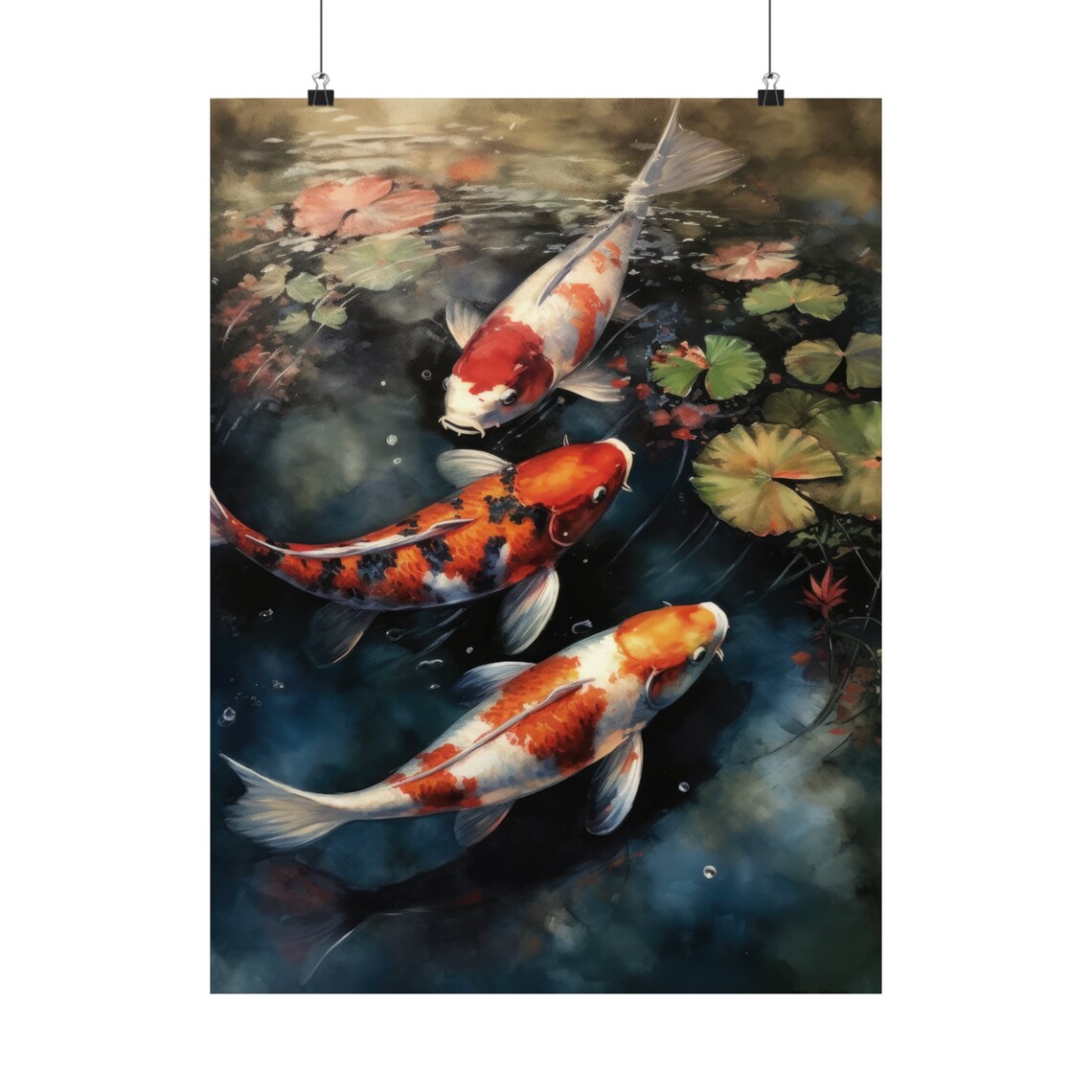 Koi Fish Art Print Koi Pond Painting Koi Wall Art Koi Fish Painting Feng Shui Wall Art Japanese Inspired Art Japanese Poster Zen Art - Image 5