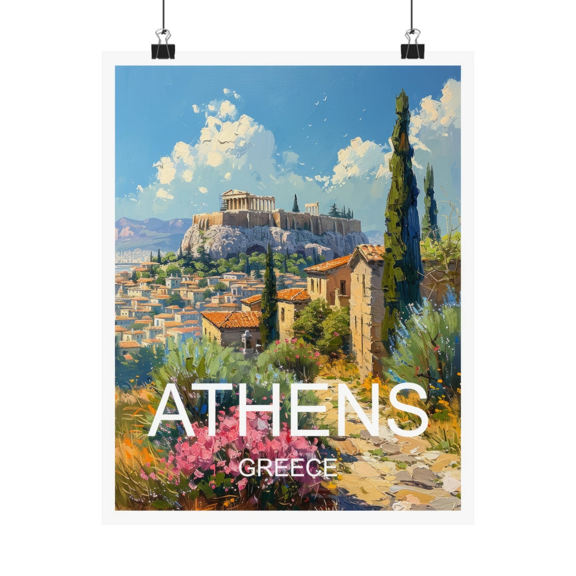 Athens Greece Acropolis Hill Ancient City View Travel Poster - Image 4