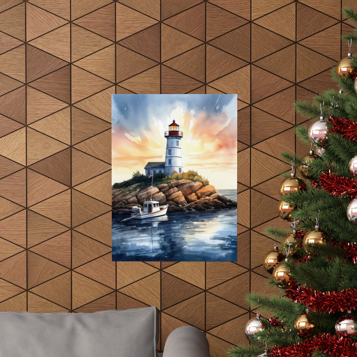 Lighthouse Art Print Lighthouse Painting Lighthouse Wall Art Beach Art Print Beach Wall Art Ocean Dcor Ocean Painting Ocean Theme - Image 3