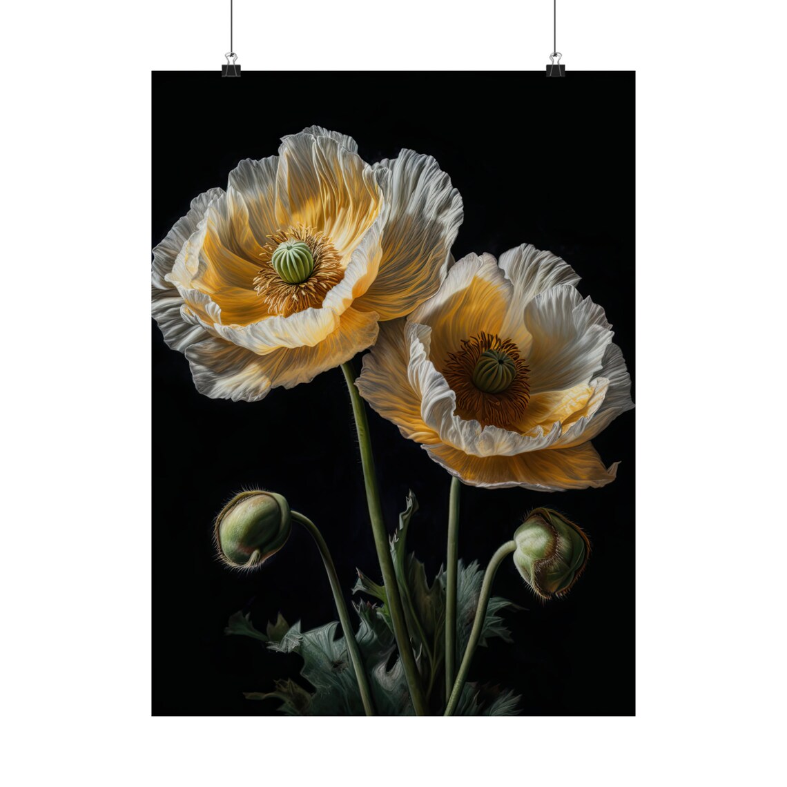 Cream Poppy Flowers Ivory Petals Warm Glow Botanical Art Print - Image 5
