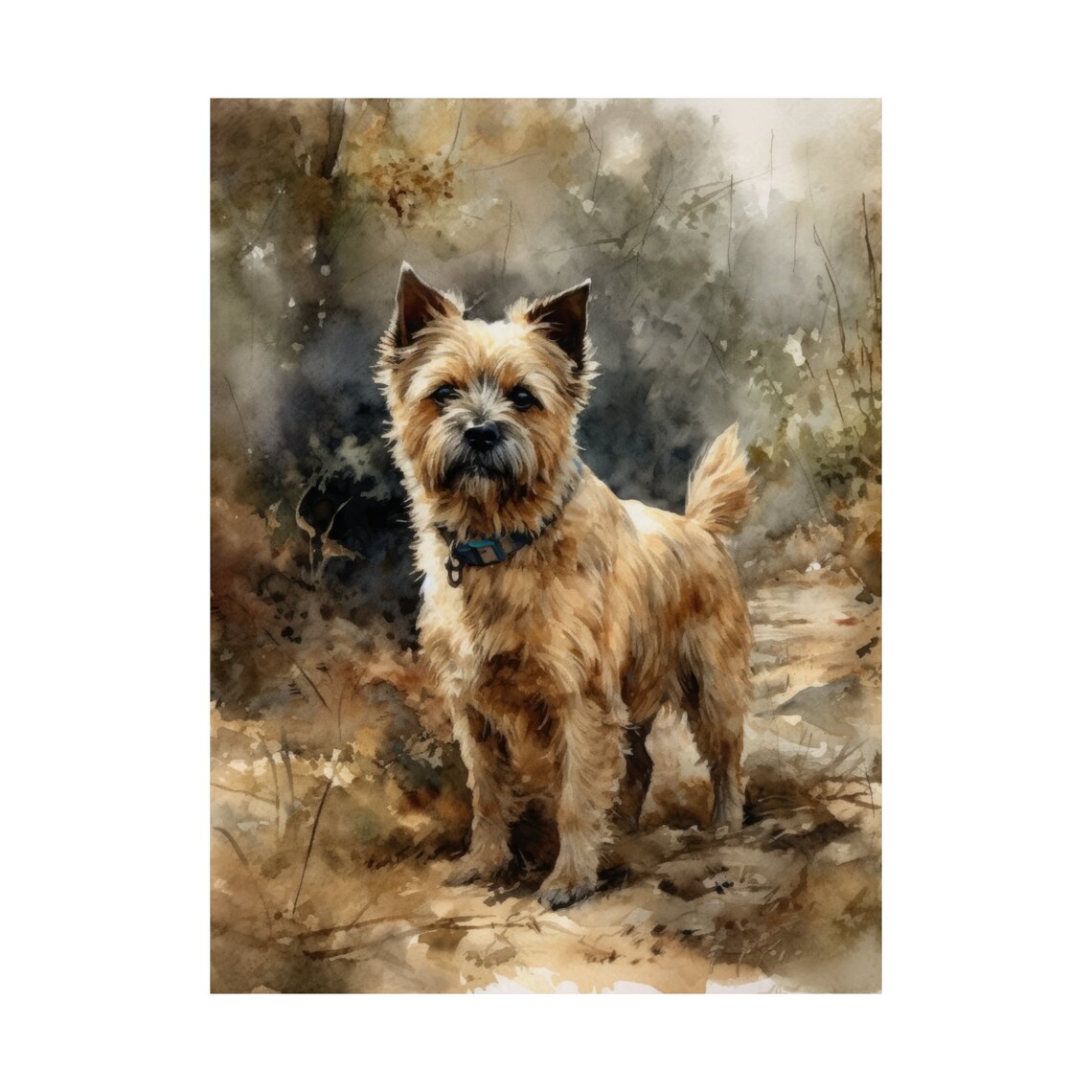 Norfolk Terrier Standing in Fall Leaves Watercolor Dog Art Print - Image 4