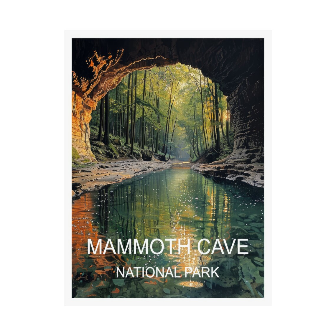 Mammoth Cave National Park River Arch Forest Vintage Travel Poster - Image 3