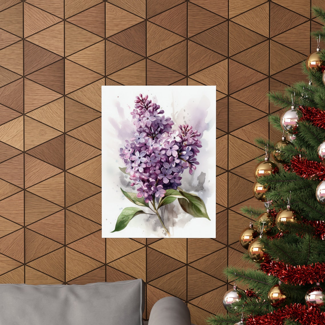 Lush Lilac Purple Blossom Cluster Soft Watercolor Botanical Poster - Image 3