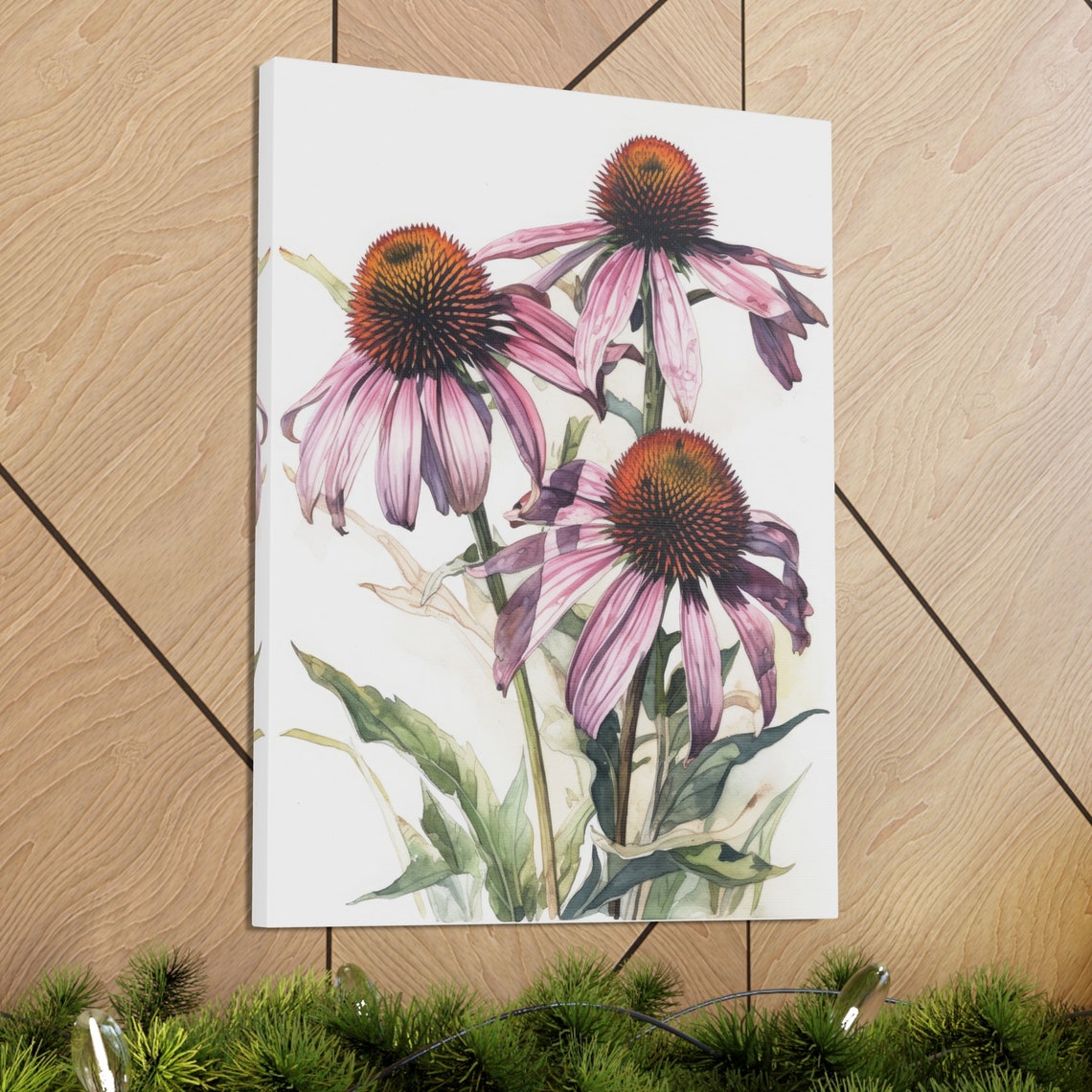 Pink Coneflower Watercolor Echinacea Blooms Botanical Flower Art Print - Image 3