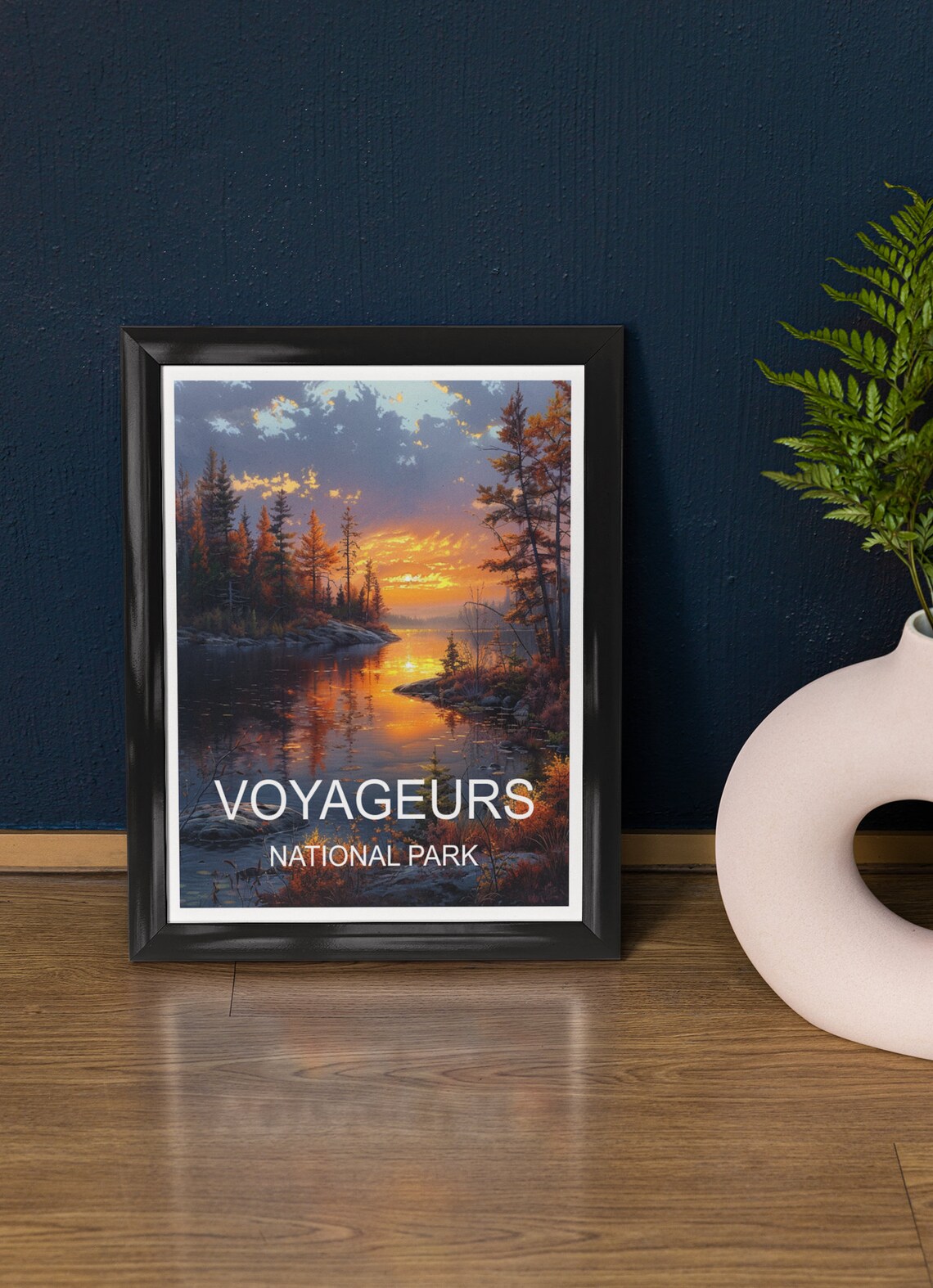 Voyageurs National Park Sunset Lake Pine Forest Travel Poster