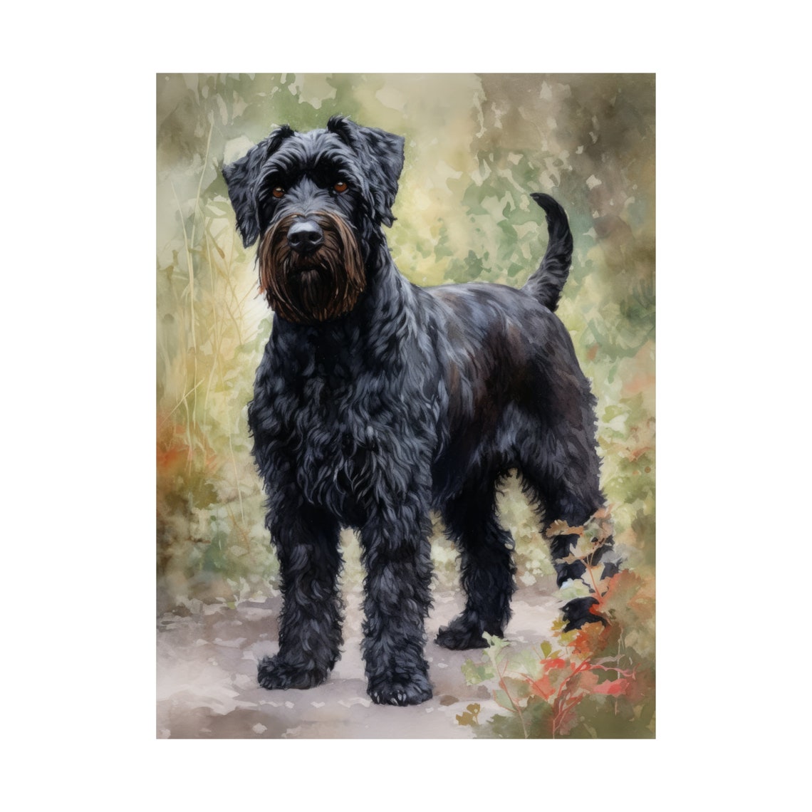 Black Russian Terrier Standing Watercolor Portrait Breed Dog Poster - Image 4