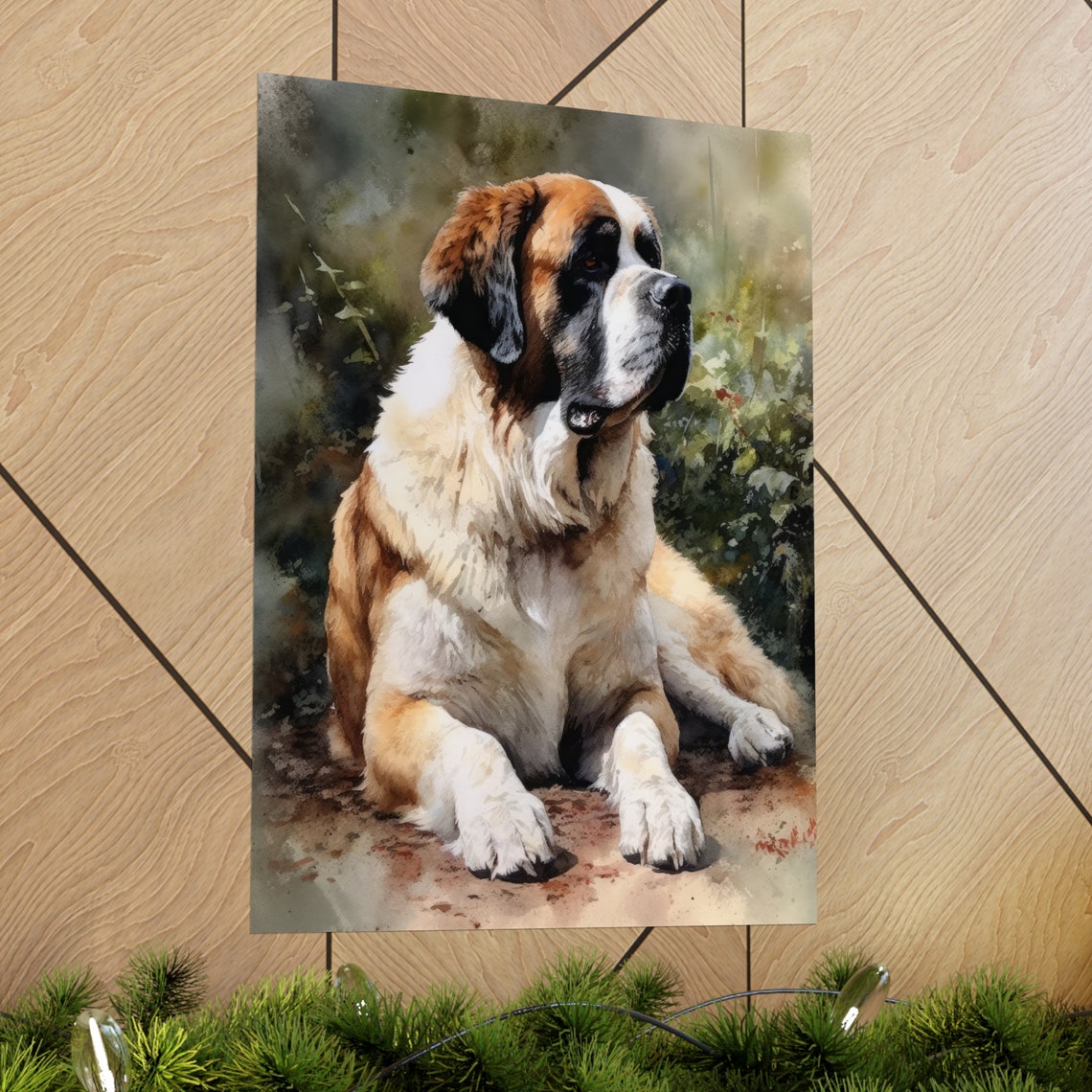 St Bernard Dog Art Print Dog Wall Art Animal Art Print Animal Art Poster Dog Lover Gift Colorful Animal Wall Art Cool Dog Art - Image 2