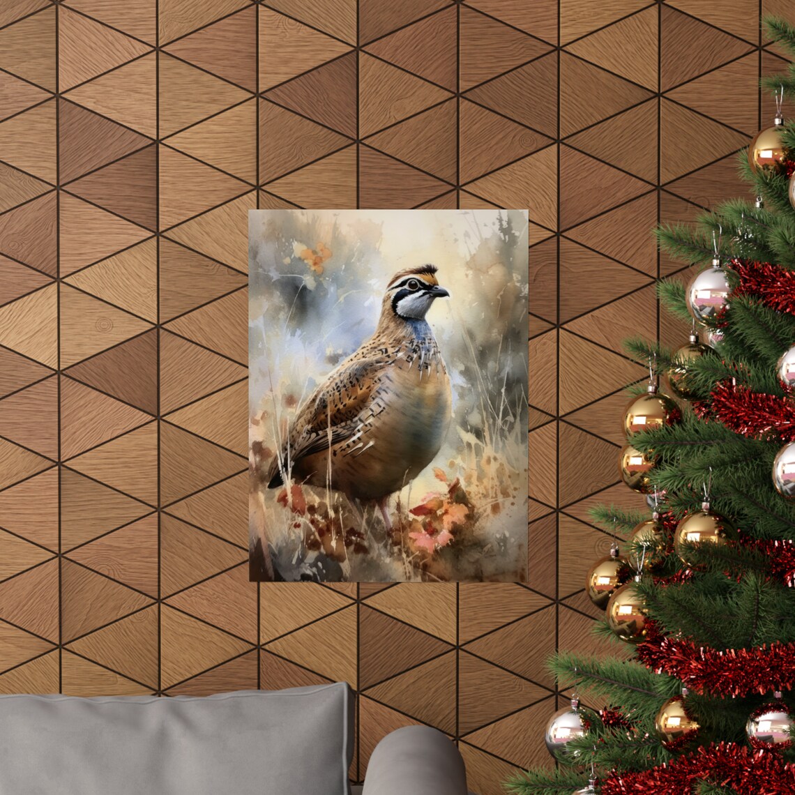 Bobwhite Quail Autumn Brush Watercolor Game Bird Rustic Art Print - Image 3