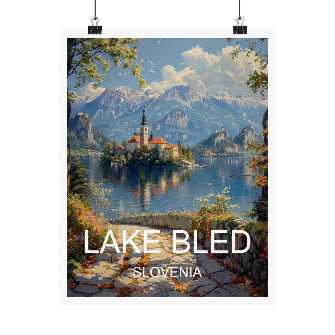 Lake Bled Slovenia Island Church Mountain View Travel Poster - Image 4