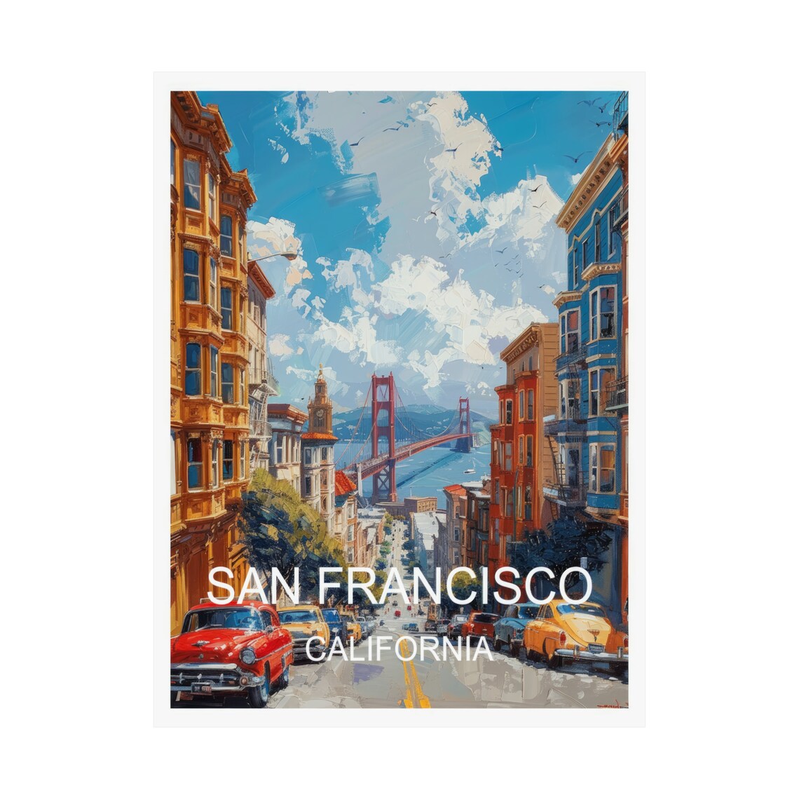 San Francisco Golden Gate Bridge Steep Street View Travel Poster - Image 3