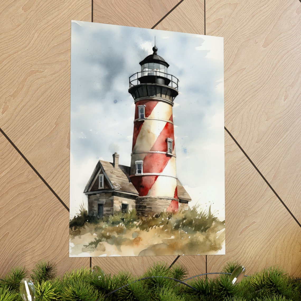 Lighthouse Art Print Lighthouse Painting Lighthouse Wall Art Beach Art Print Beach Wall Art Ocean Dcor Ocean Painting Ocean Theme - Image 2