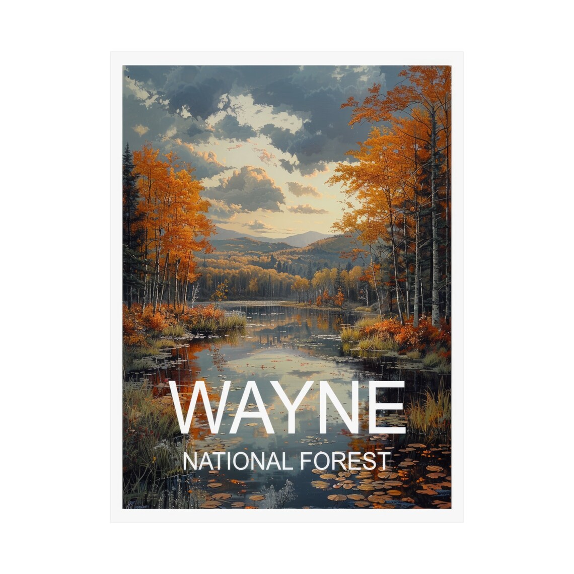 Wayne National Forest Autumn Lake Fall Foliage Travel Poster - Image 3
