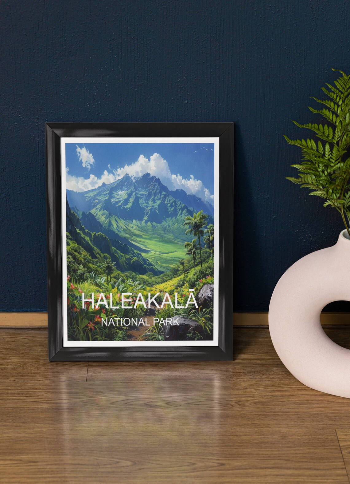 Haleakala National Park Lush Green Valley Tropical Scenic View Poster