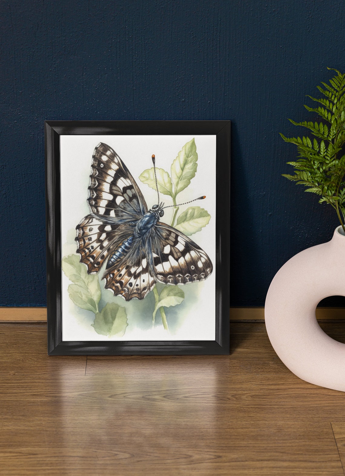 Checkered Butterfly Art Print Butterfly Home Dcor Watercolor Butterfly Painting Insect Wall Art Nature Lover Butterflies Artwork