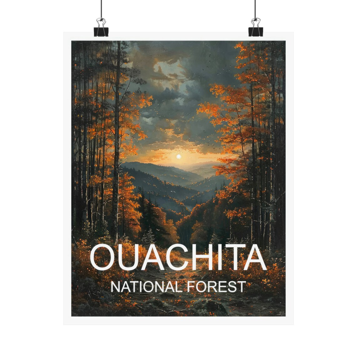 Ouachita National Forest Sunset Over Rolling Hills Autumn Trees Poster - Image 4