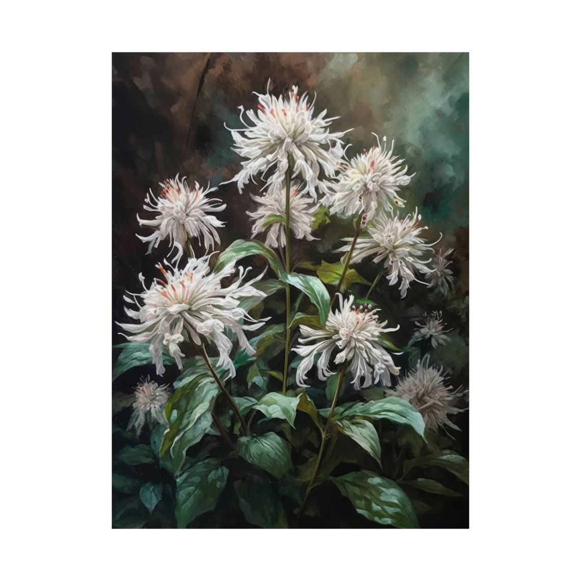 White Bee Balm Flower Art Print Flower Painting Flower Dcor Floral Art Print Floral Wall Art Painting Floral Artwork Botanical Print - Image 4