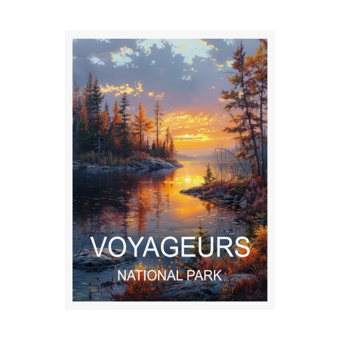 Voyageurs National Park Sunset Lake Pine Forest Travel Poster - Image 3