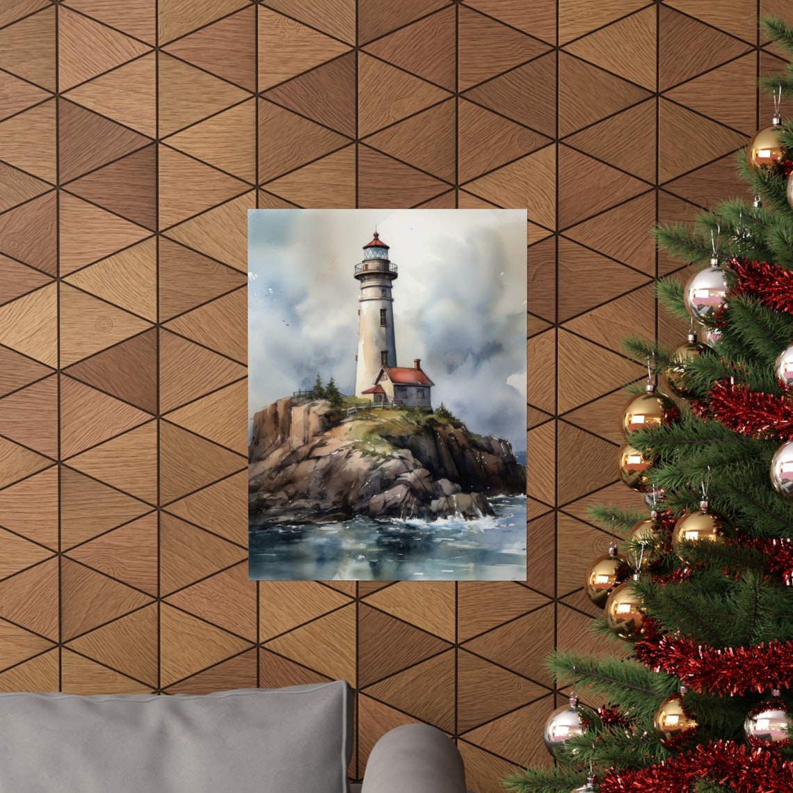 Lighthouse Art Print Lighthouse Painting Lighthouse Wall Art Beach Art Print Beach Wall Art Ocean Dcor Ocean Painting Ocean Theme - Image 3