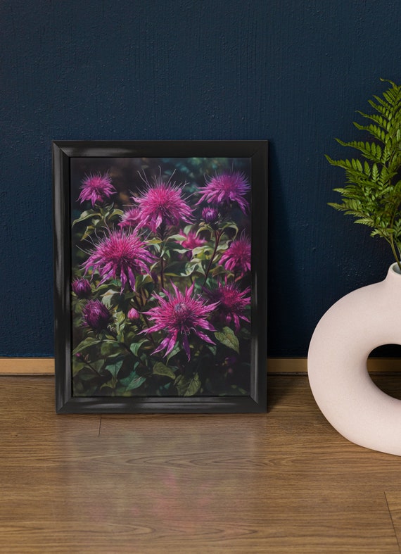 Purple Bee Balm Flower Art Print Flower Painting Flower Dcor Floral Art Print Floral Wall Art Painting Floral Artwork Botanical Print