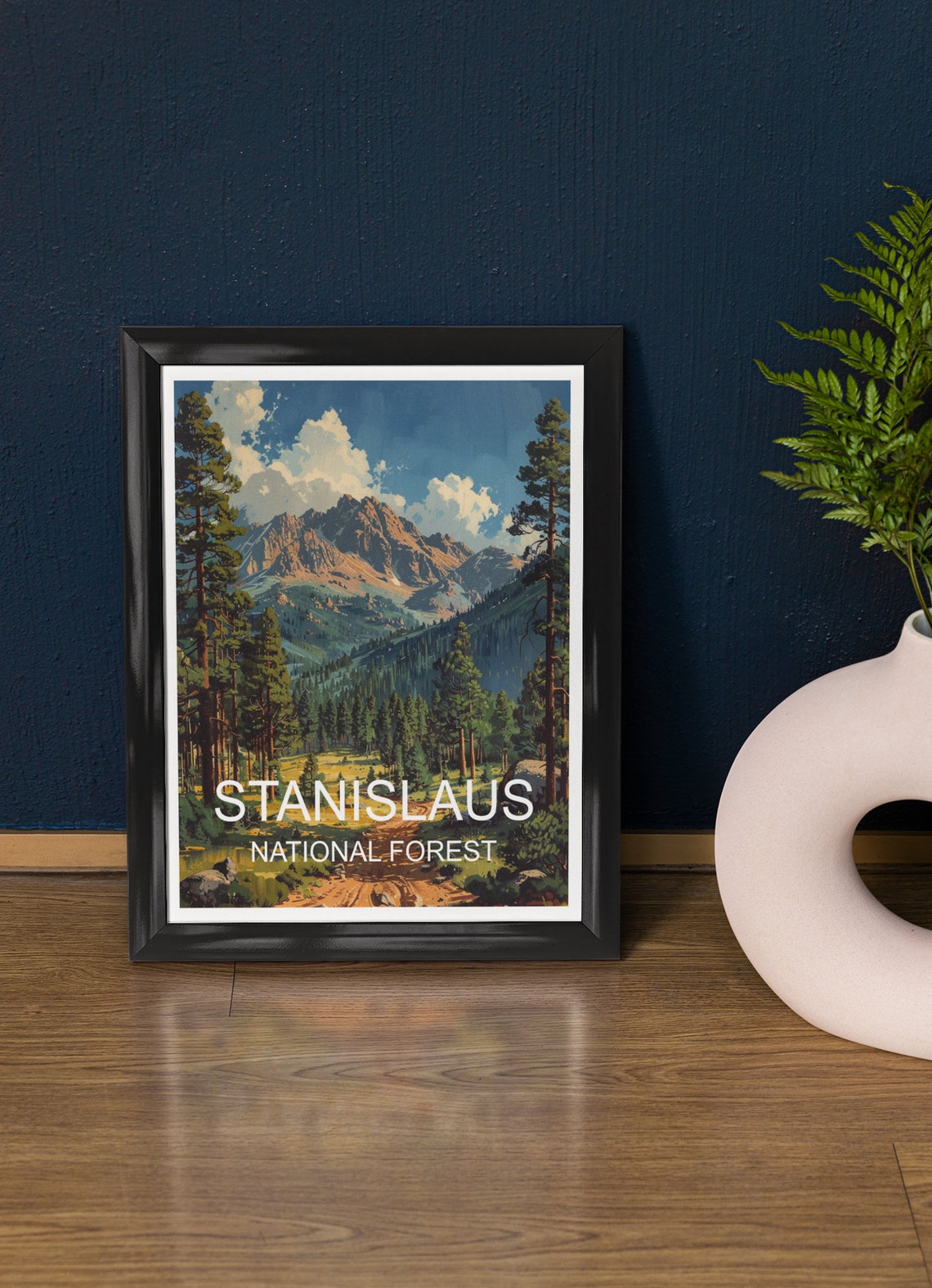 Stanislaus National Forest Mountain Peaks Pine Valley Travel Poster
