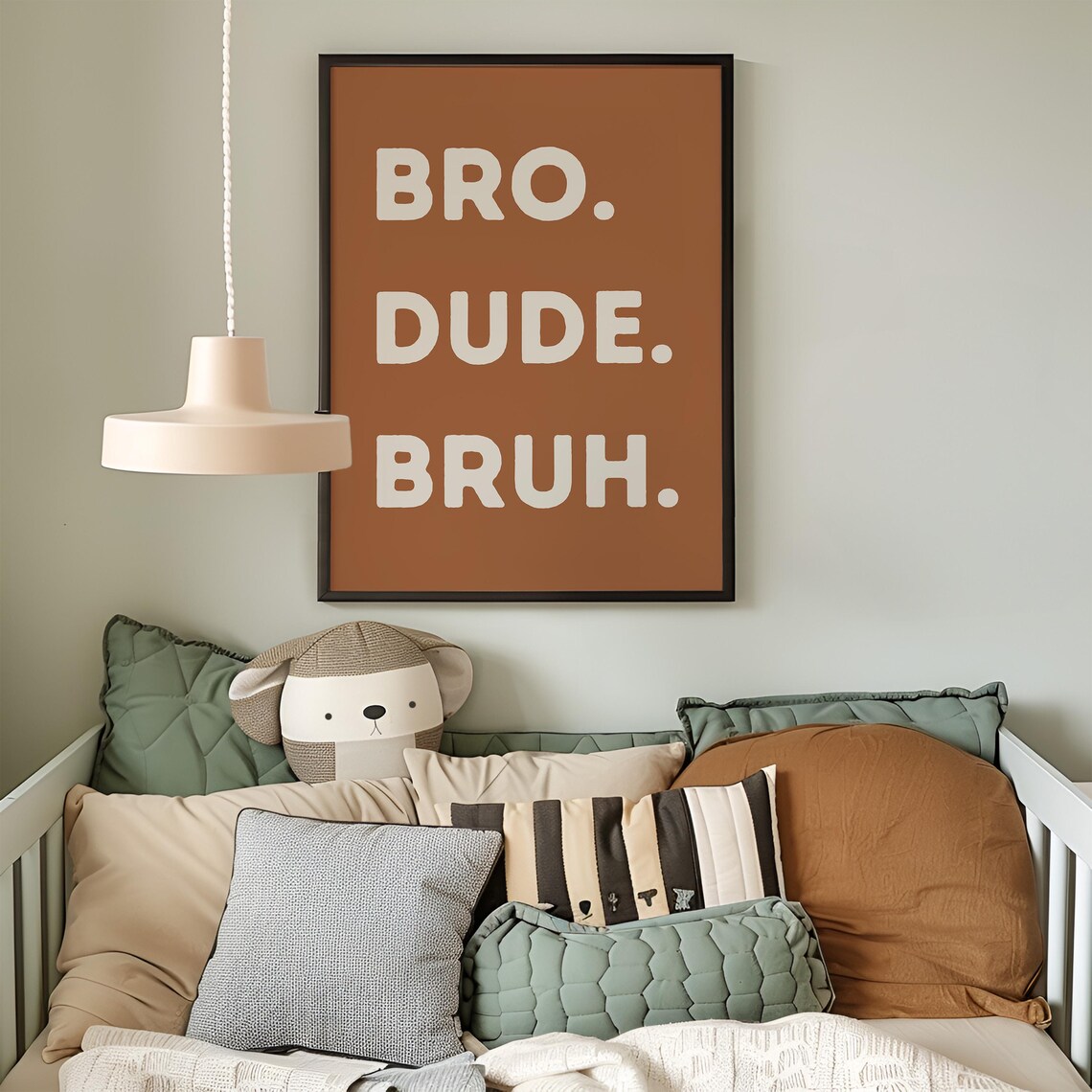 Bro Dude Bruh Terracotta Funny Boys Room Quote Typography Poster - Image 2
