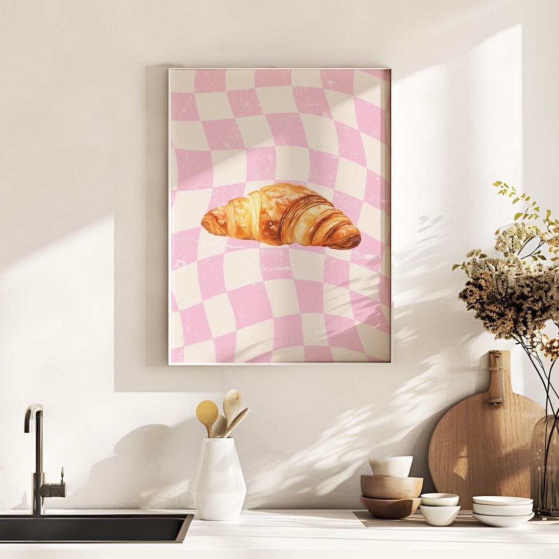 Croissant Cute Kitchen Aesthetic Decor, Pastry Print