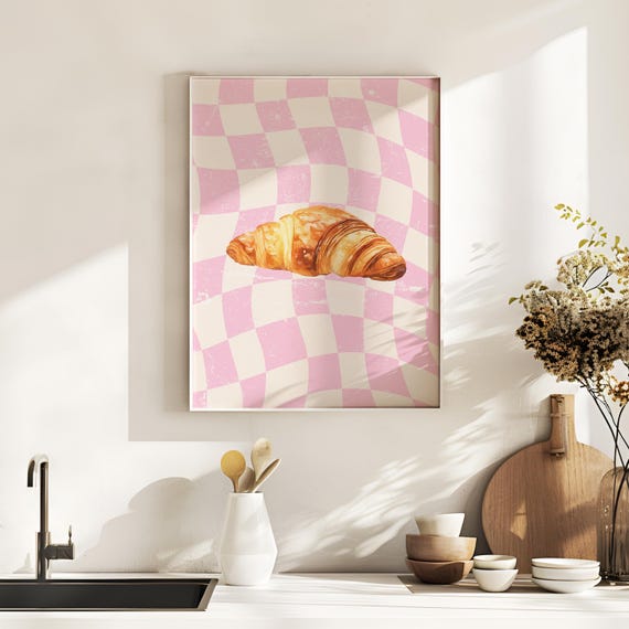 Croissant Cute Kitchen Aesthetic Decor, Pastry Print
