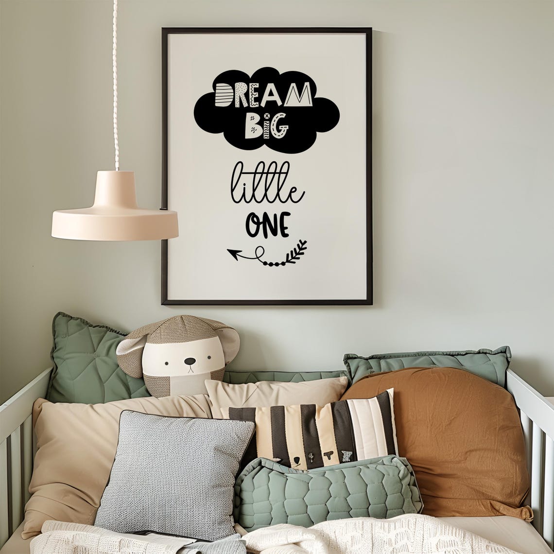 Dream Big Little One Cloud Poster Nursery Baby Room Motivational