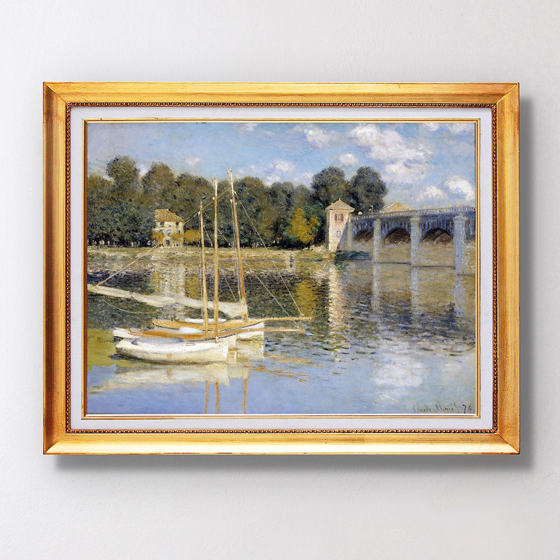 Claude Monet The Argenteuil Bridge 1874 Sailboats Seine River Scene Poster - Image 2