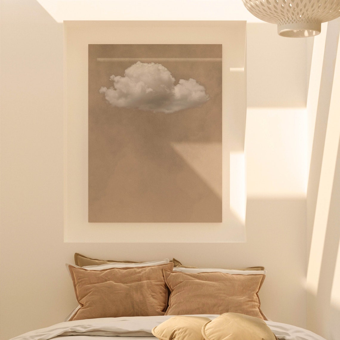 Minimalist Single White Cloud Beige Sky Zen Neutral Art Poster - Image 4