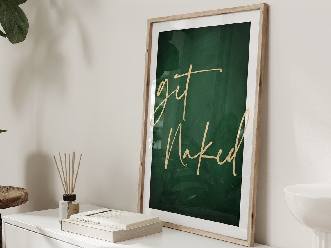 Green And Gold Get Naked Art Print, Bedroom Decor - Image 2