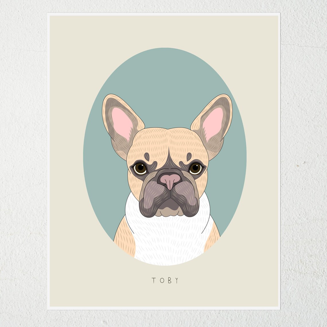 Toby Fawn French Bulldog Named Dog Portrait Custom Art Poster