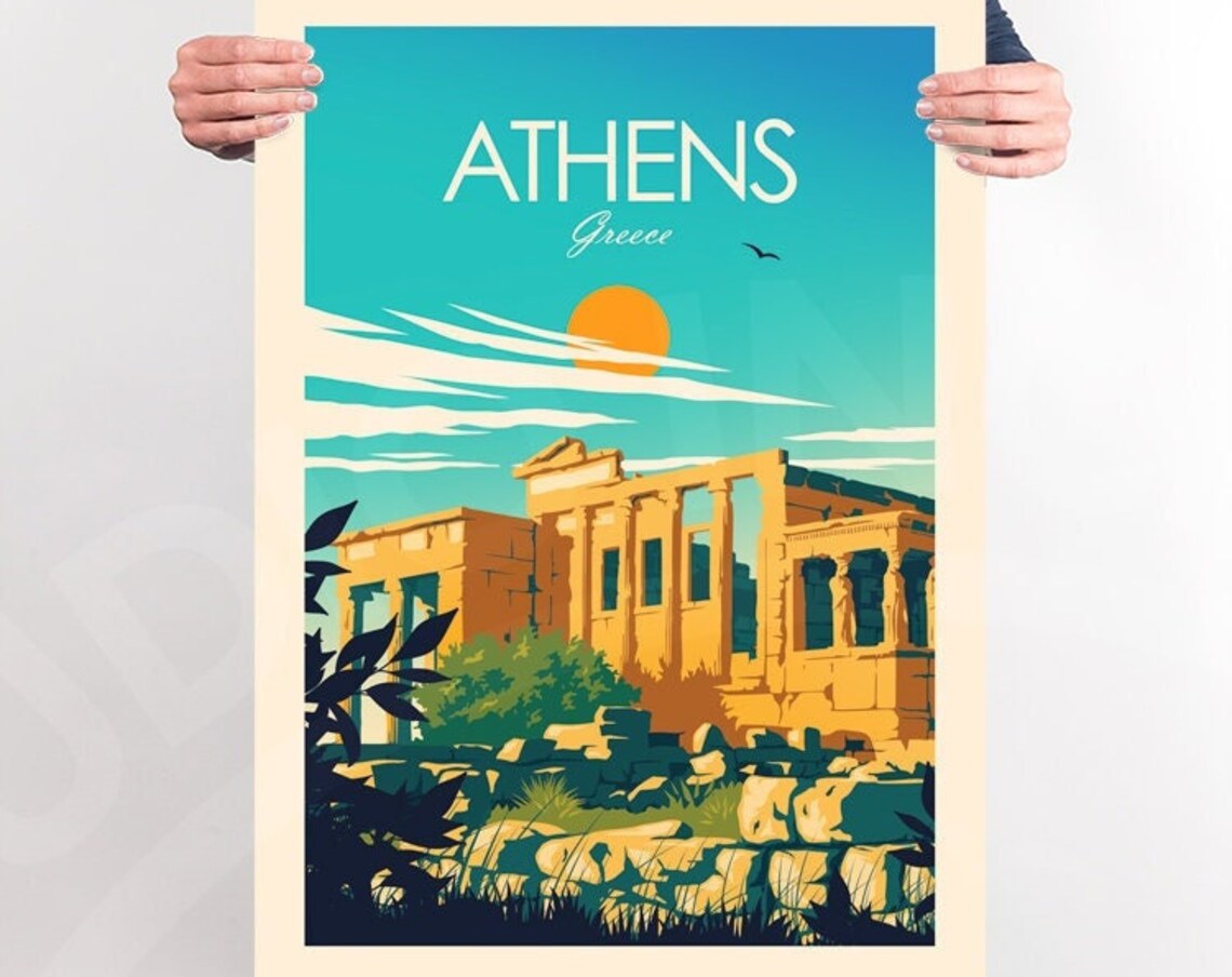 Athens Greece Travel Poster, Acropolis and Parthenon - Image 3