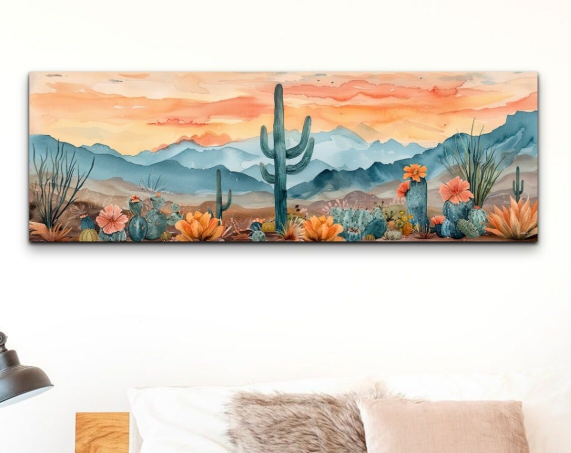 Panoramic Mid-Century Modern Arizona Landscape Art Print