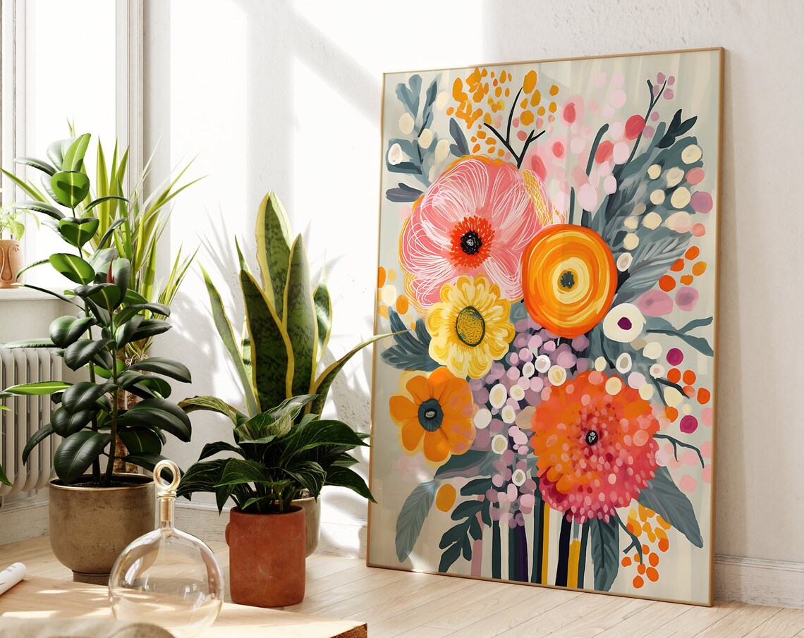 Abstract Floral Bouquet Art Print, Neutral Botanicals - Image 4