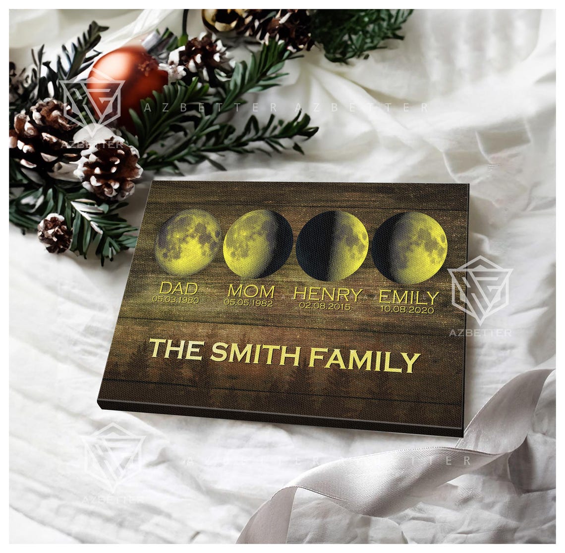 Personalized Moon Phase Family Custom Lunar Wall Art Unique Family Name And Date Print Celestial Decor Anniversary Gift - Image 3