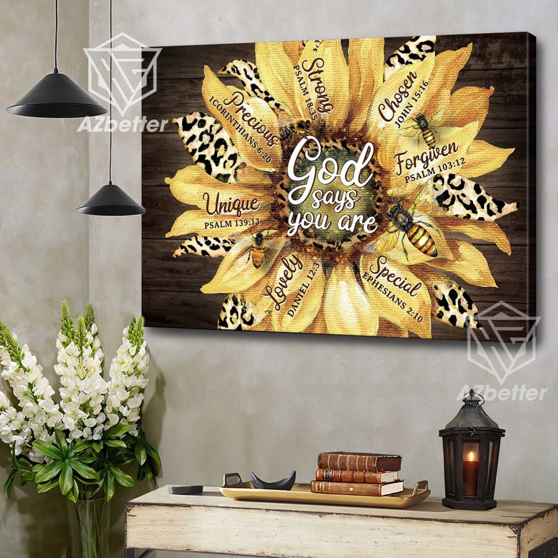 Bee God Says You Are Unique, Vintage Farmhouse Art Print - Image 5