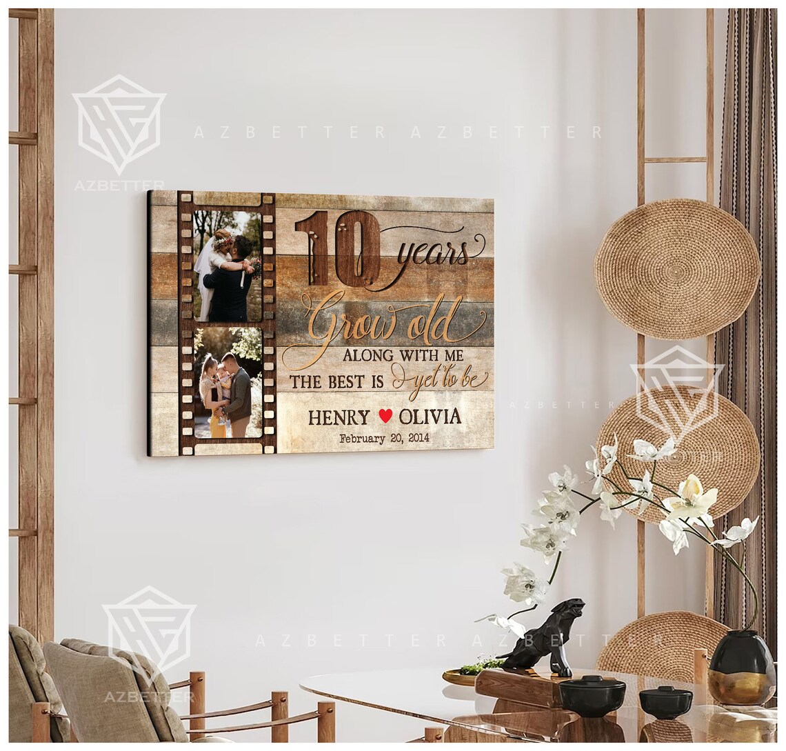 10 Years Grow Old Along With Me Anniversary Photo Film Strip Poster - Image 3