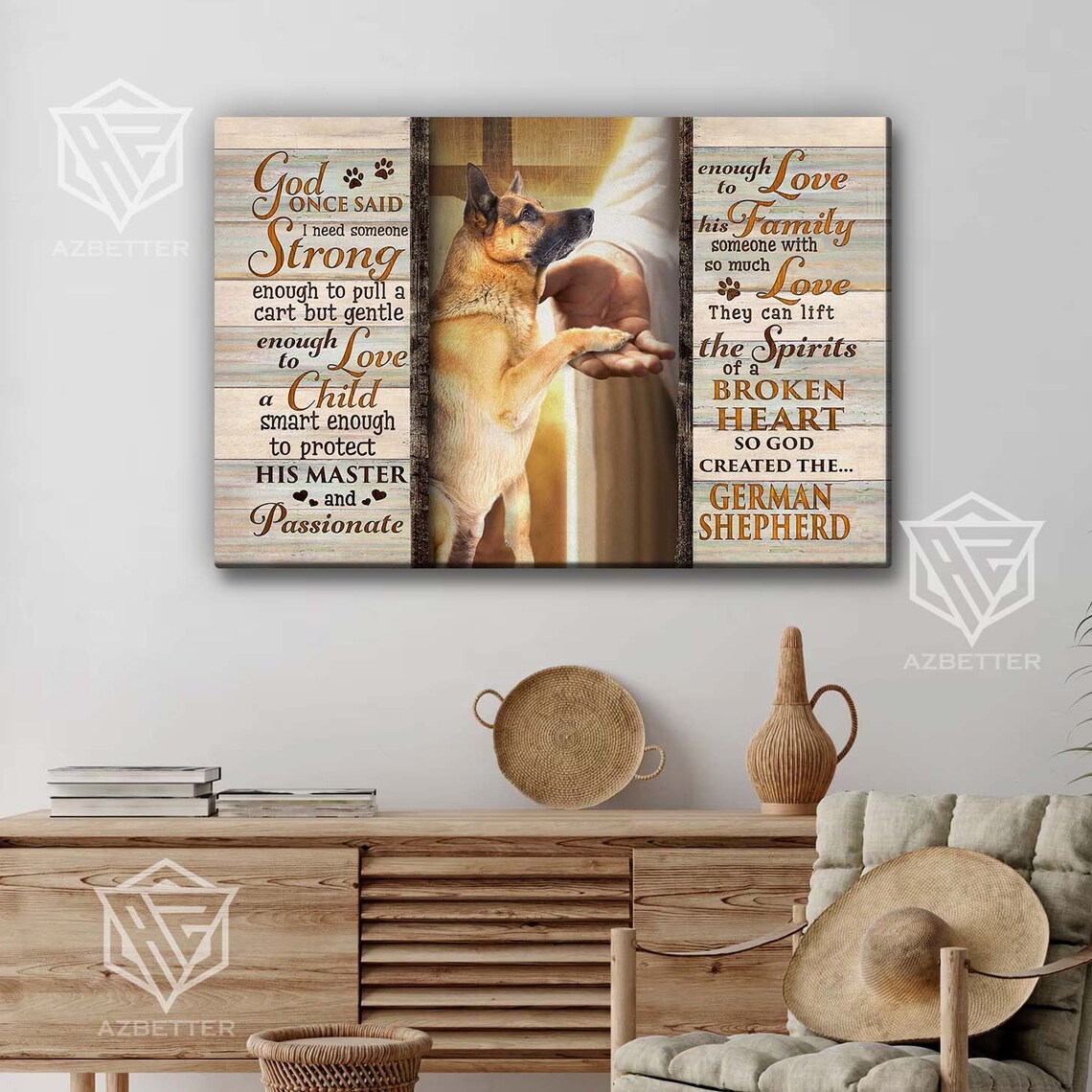 So God Created the German Shepherd Quote with Jesus's Gentle Hand Poster - Image 5
