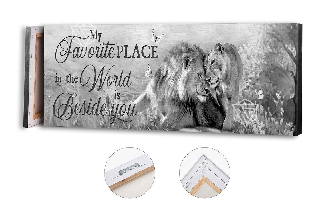 My Favorite Place in the World Is Beside You Lion Couple Poster - Image 2