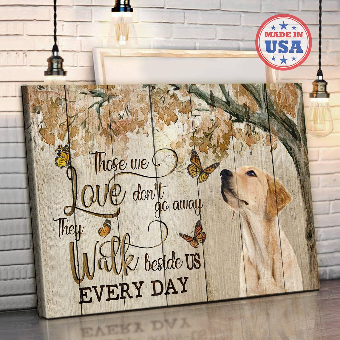 Yellow Labrador Retriever Monarch Butterflies Memorial Quote Poster - Image 4