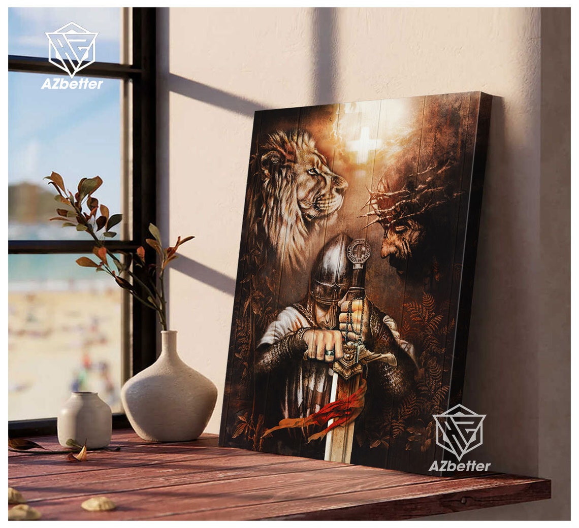 Beautiful Knight Of The God Lion Of Judad Prints God Wall Art Christian Home Decor Warrior Of God Pictures Lion God Painting - Image 5