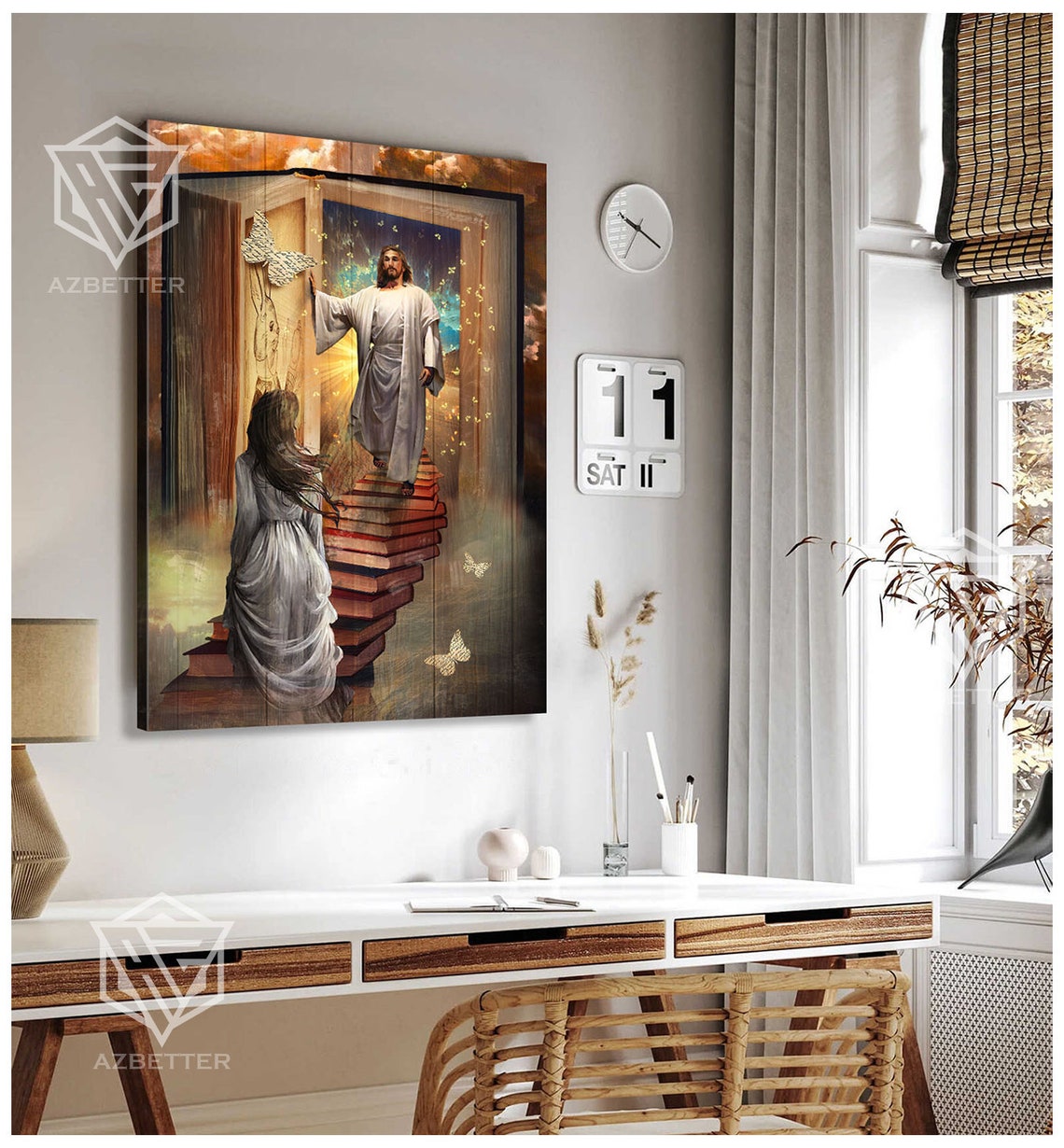 Jesus Prints Beautiful Girl Way To Heaven Jesus Painting Wall Art Christian Home Decor Memorial Gift Loss Of Sister - Image 4
